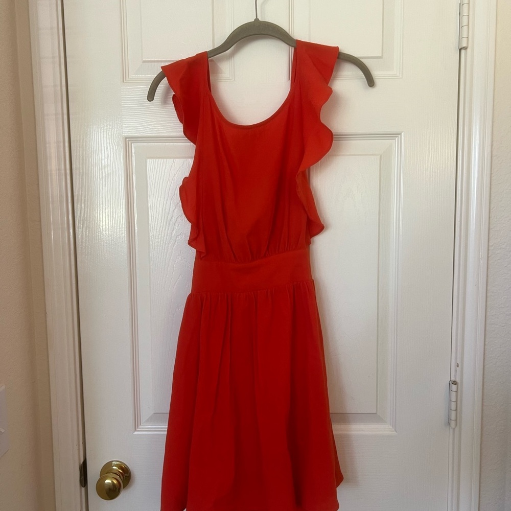 The Impeccable Pig Red Ruffle-Trim Backless Dress